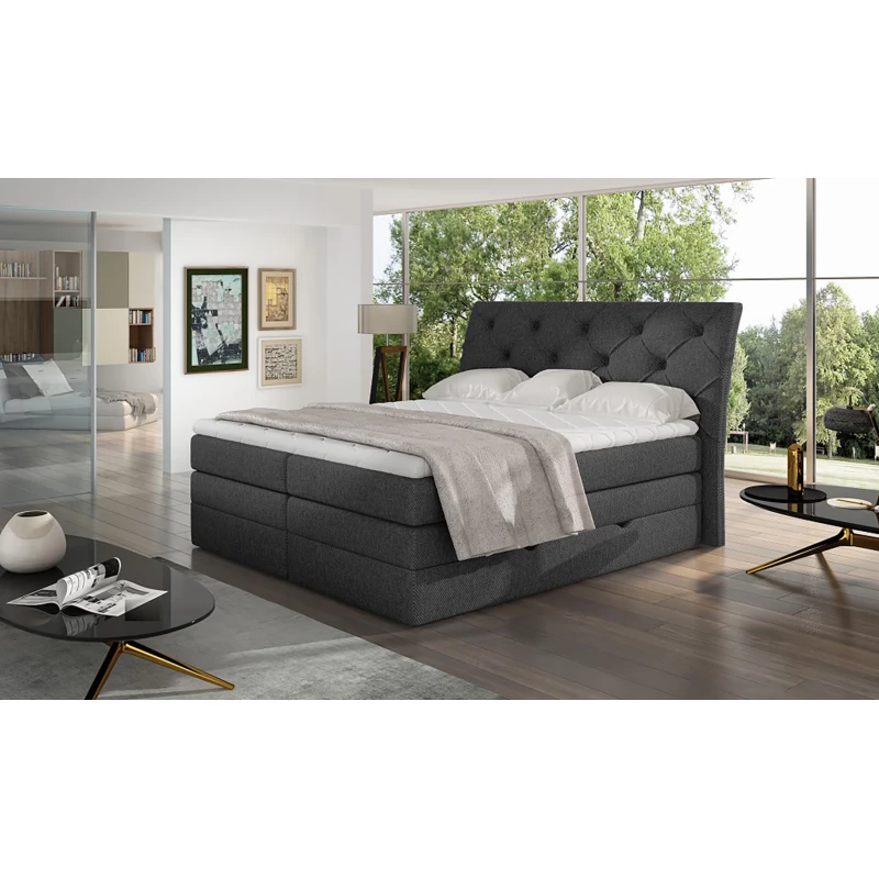 Boxspringbett 140x200 VORVIRO - dunkelgrau
