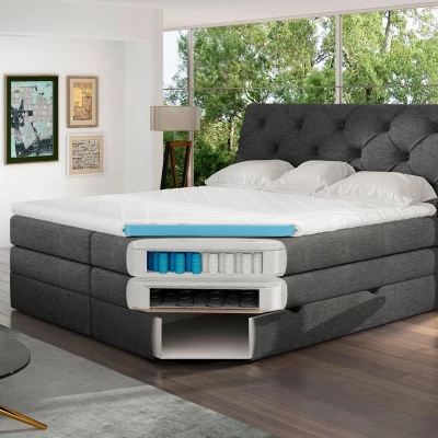 Boxspringbett 140x200 VORVIRO - dunkelgrau