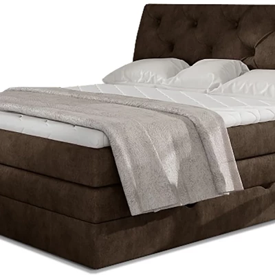 Boxspringbett 140x200 VORVIRO - braunes Öko-Leder
