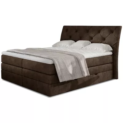 Boxspringbett 140x200 VORVIRO - braunes Öko-Leder