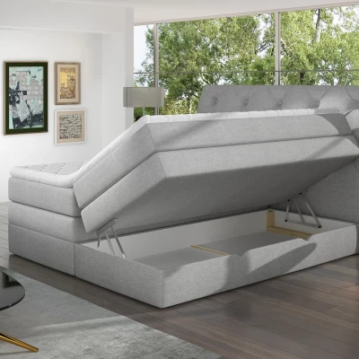 Boxspringbett 140x200 VORVIRO - braunes Öko-Leder