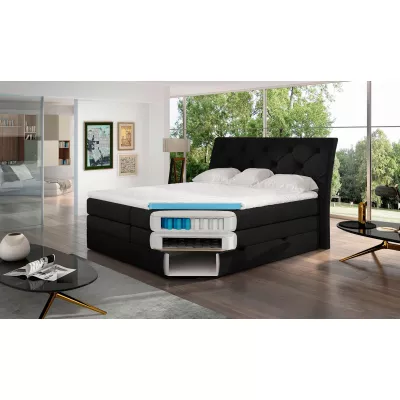 Boxspringbett 140x200 VORVIRO - braunes Öko-Leder