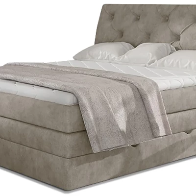 Boxspringbett 140x200 VORVIRO - beiges Öko-Leder