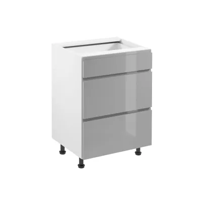 ARBOR Unterschrank mit Schubladen – Breite 60 cm, glänzend grau/weiß