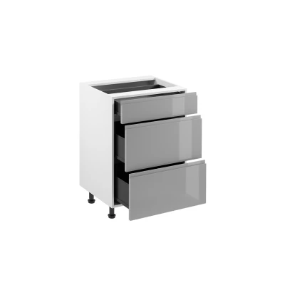 ARBOR Unterschrank mit Schubladen – Breite 60 cm, glänzend grau/weiß