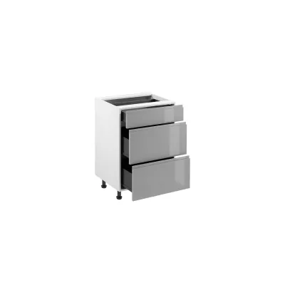 ARBOR Unterschrank mit Schubladen – Breite 60 cm, glänzend grau/weiß