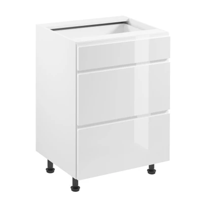 ARBOR Unterschrank mit Schubladen – Breite 60 cm, Hochglanzweiß / Weiß