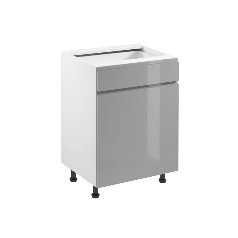 ARBOR Unterschrank mit Schublade – Breite 60 cm, glänzend grau/weiß