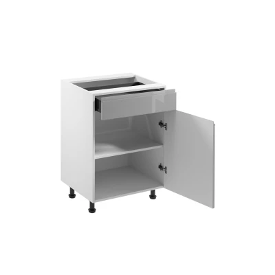 ARBOR Unterschrank mit Schublade – Breite 60 cm, glänzend grau/weiß