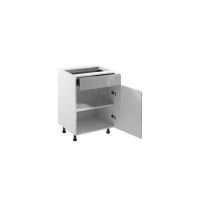 ARBOR Unterschrank mit Schublade – Breite 60 cm, glänzend grau/weiß