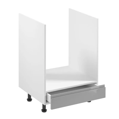 Küchenschrank für Einbaubackofen ARBOR – Breite 60 cm, glänzend grau/weiß
