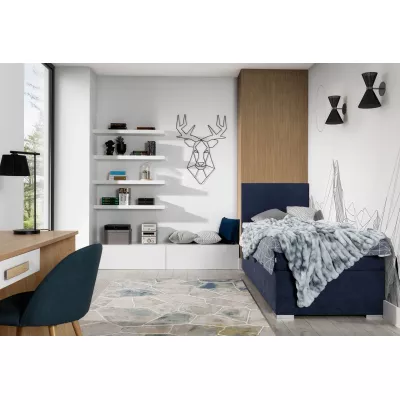 Einzelbett (kontinental) 90x200 TARVIO - blau, rechte Ausführung