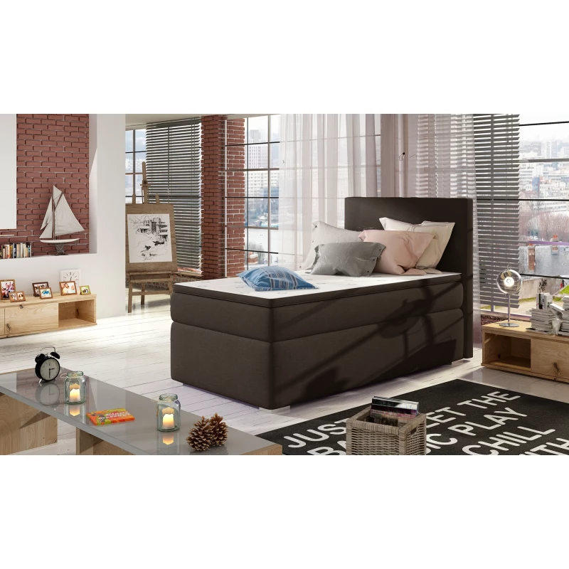 Einzelbett 90x200 TARVIO - dunkelbraun, echtes Design