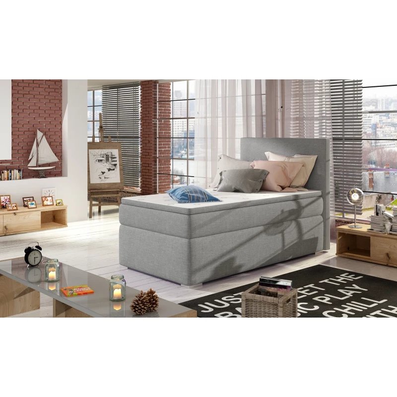 Einzelbett 90x200 TARVIO - grau, rechte Ausführung
