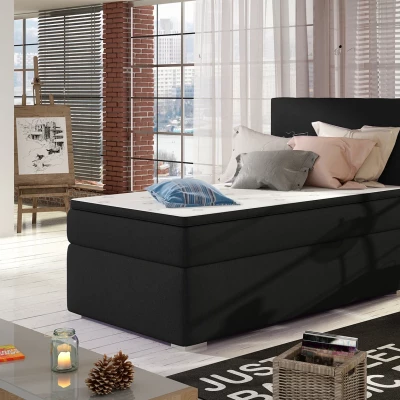 Einzelbett 90x200 TARVIO - schwarz, rechte Ausführung