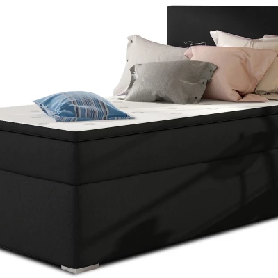 Einzelbett 90x200 TARVIO - schwarz, rechte Ausführung