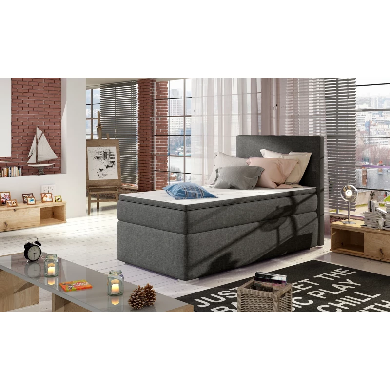 Einzelbett 90x200 TARVIO - dunkelgrau, rechts