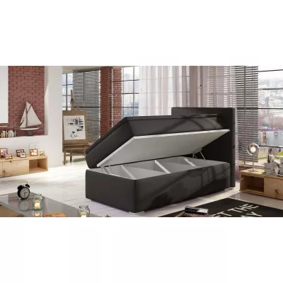 Einzelbett 90x200 TARVIO - dunkelgrau, rechts