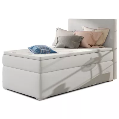 Einzelbett (90x200 cm) TARVIO – weißes Öko-Leder, authentisches Design