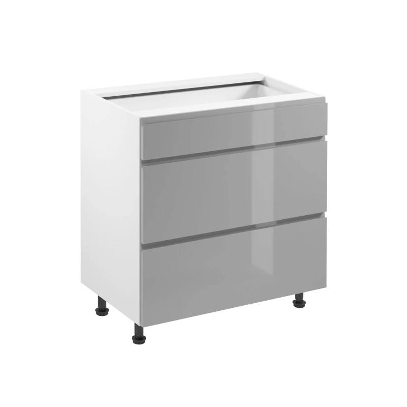 ARBOR Unterschrank mit Schubladen – Breite 80 cm, glänzend grau/weiß