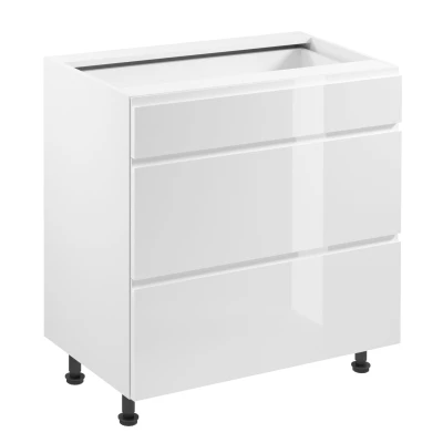 ARBOR Unterschrank mit Schubladen – Breite 80 cm, Hochglanzweiß / Weiß