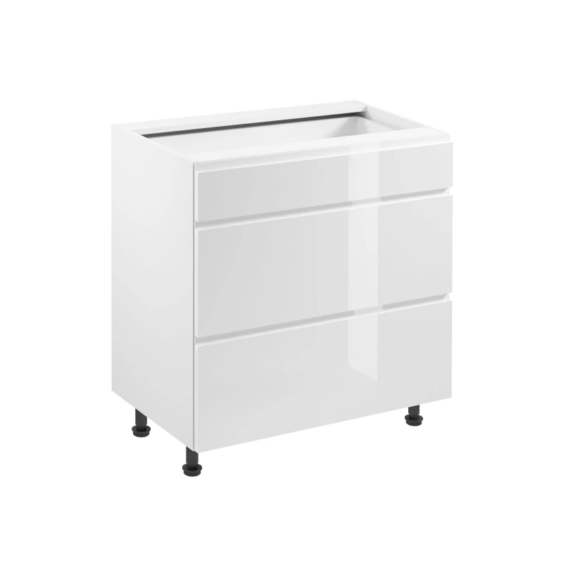 ARBOR Unterschrank mit Schubladen – Breite 80 cm, Hochglanzweiß / Weiß