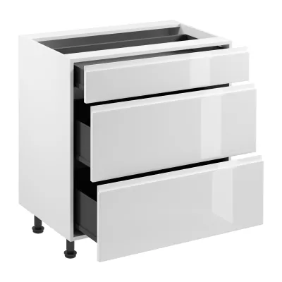ARBOR Unterschrank mit Schubladen – Breite 80 cm, Hochglanzweiß / Weiß