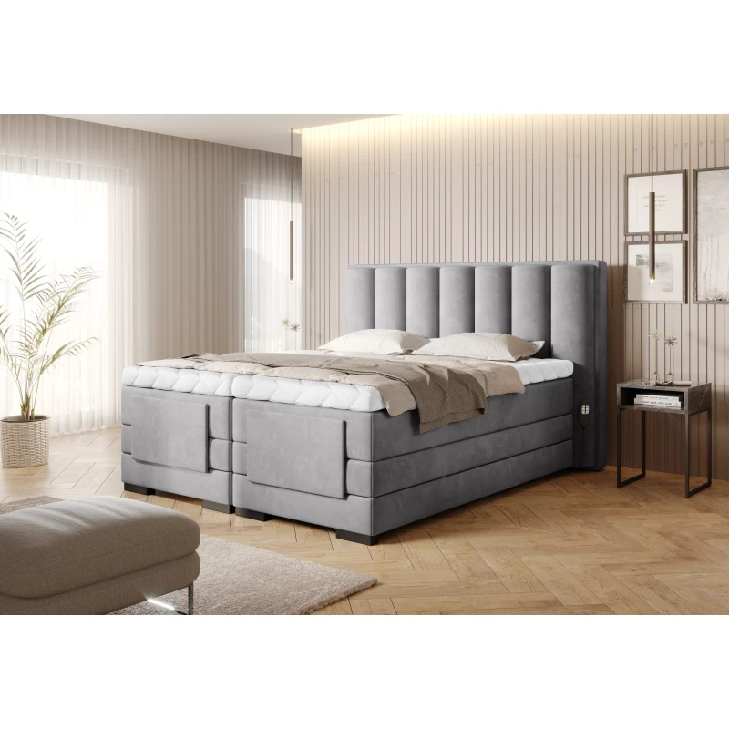 Verstellbares Boxspringbett 140x200 VERSION - hellgrau