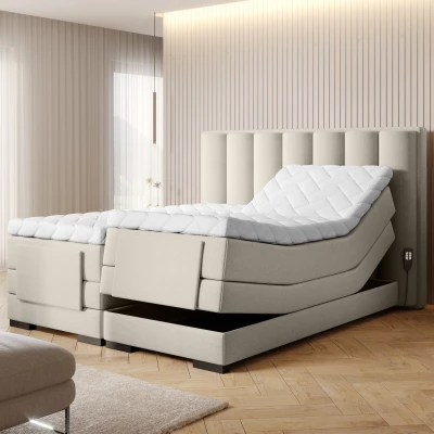 Verstellbares Boxspringbett 140x200, Version - beige