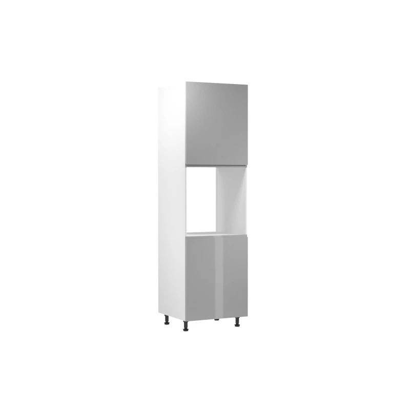 Küchenschrank für Einbaubackofen ARBOR – Breite 60 cm, glänzend grau/weiß, rechts.