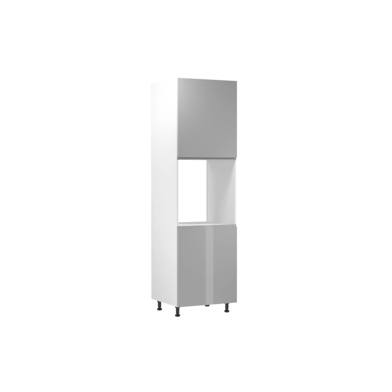 Küchenschrank für Einbaubackofen ARBOR – Breite 60 cm, glänzend grau/weiß, linke Ausführung