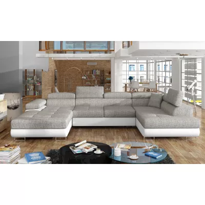 Großes U-förmiges Sofa für das Wohnzimmer ISABEAU – Esche/Weiß, rechte Ecke
