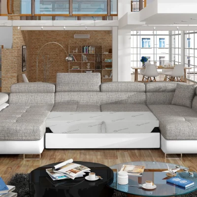 Großes U-förmiges Sofa für das Wohnzimmer ISABEAU – Esche/Weiß, rechte Ecke