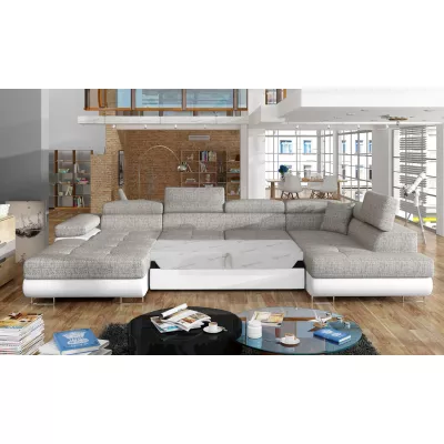 Großes U-förmiges Sofa für das Wohnzimmer ISABEAU – Esche/Weiß, rechte Ecke