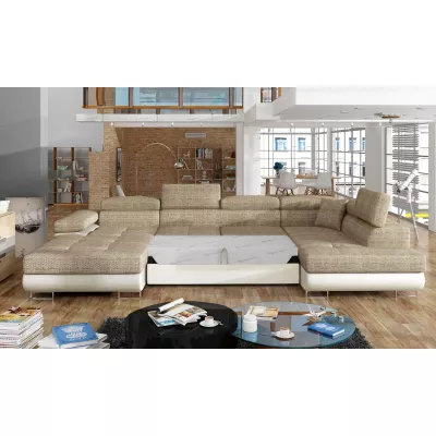Großes U-förmiges Sofa für das Wohnzimmer ISABEAU – dunkelbeige/beige, rechte Ecke