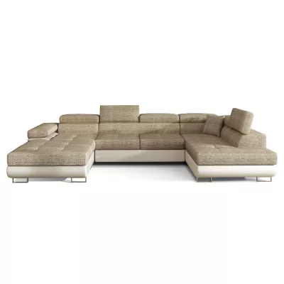 Großes U-förmiges Sofa für das Wohnzimmer ISABEAU – dunkelbeige/beige, rechte Ecke