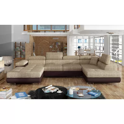 Großes U-förmiges Sofa für das Wohnzimmer ISABEAU – dunkelbeige/braun, rechte Ecke