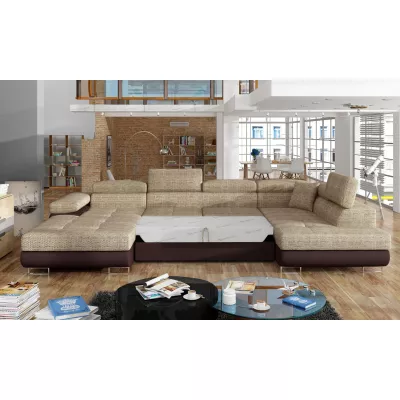 Großes U-förmiges Sofa für das Wohnzimmer ISABEAU – dunkelbeige/braun, rechte Ecke