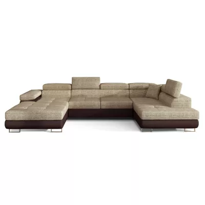 Großes U-förmiges Sofa für das Wohnzimmer ISABEAU – dunkelbeige/braun, rechte Ecke