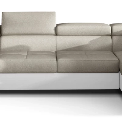 Großes U-förmiges Sofa für das Wohnzimmer ISABEAU – hellbeige/weiß, rechte Ecke