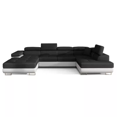 Großes U-förmiges Sofa für das Wohnzimmer ISABEAU – schwarz/weiß, rechte Ecke