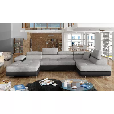 Großes U-förmiges Sofa für das Wohnzimmer ISABEAU – hellgrau/schwarz, rechte Ecke