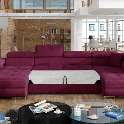 Großes U-förmiges Sofa für das Wohnzimmer ISABEAU – bordeauxrot, rechte Ecke