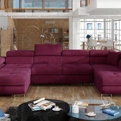 Großes U-förmiges Sofa für das Wohnzimmer ISABEAU – bordeauxrot, rechte Ecke