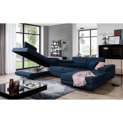 Großes U-förmiges Sofa für das Wohnzimmer ISABEAU – Preußischblau, rechte Ecke