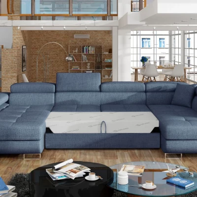 Großes U-förmiges Sofa für das Wohnzimmer ISABEAU – Preußischblau, rechte Ecke