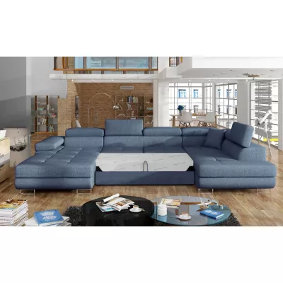 Großes U-förmiges Sofa für das Wohnzimmer ISABEAU – Preußischblau, rechte Ecke