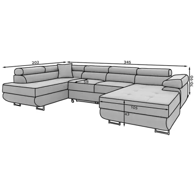Großes U-förmiges Sofa für das Wohnzimmer ISABEAU – Preußischblau, rechte Ecke