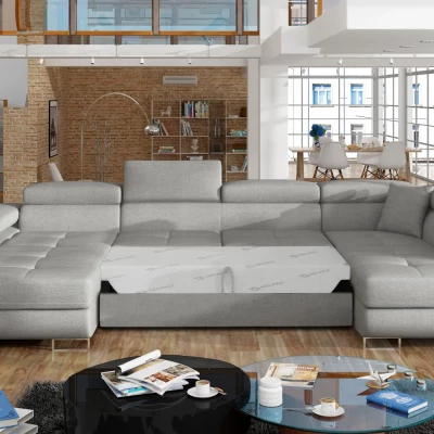 Großes U-förmiges Sofa für das Wohnzimmer ISABEAU – hellgrau, rechte Ecke