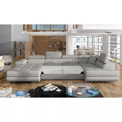 Großes U-förmiges Sofa für das Wohnzimmer ISABEAU – hellgrau, rechte Ecke